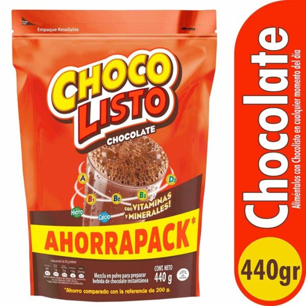 Bebida Achocolatada ChocoListo Chocolate Vitalisto AhorraPack x440g