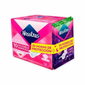 Toallas Protectoras Nosotras Invisible Rapigel x10Unds + Nosotras Buenas Noches x2unds