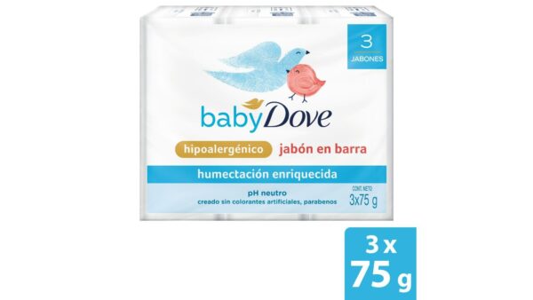 Jabón Para Bebé Baby Dove Hipoalergénico 3 Und x85g C/U