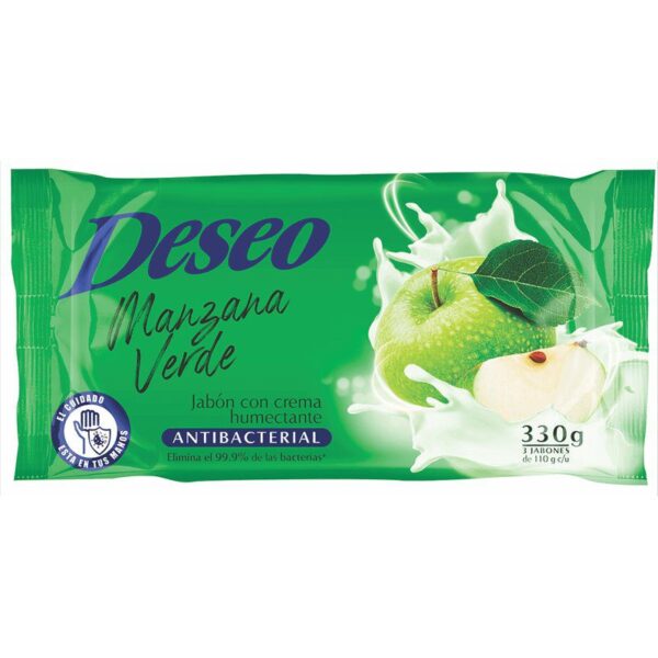 Jabón Para Piel Deseo Antibacterial Con Manzana Verde 3 und x110g C/U (330g)