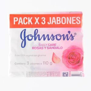 Jabón Para Piel Johnson's Daily Care Rosas y Sándalo 3Und 110g C/U (330g)