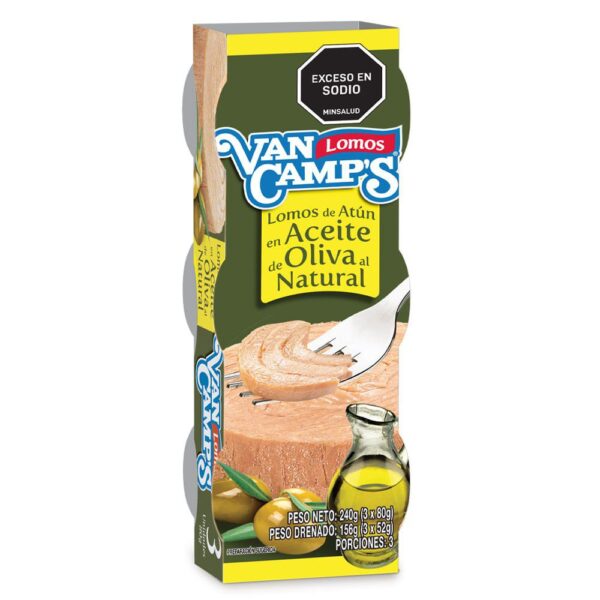 Atún Van Camp's Lomitos En Aceite De Oliva Al Natural 3und x80g C/U (240g)