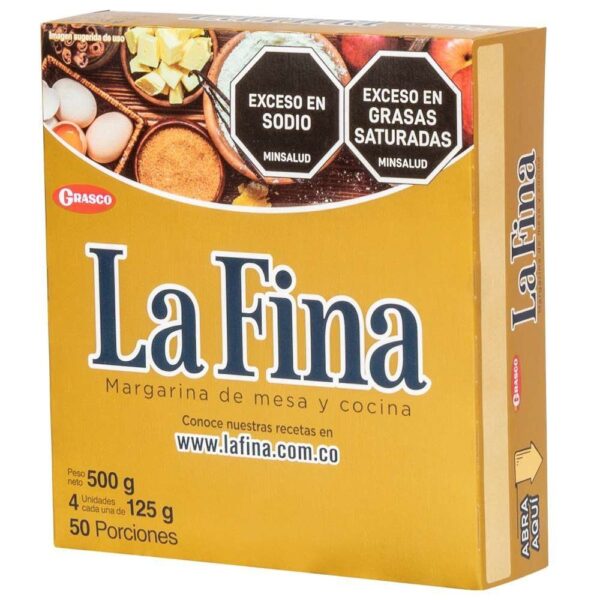 Mantequilla La Fina De Mesa y Cocina Caja 4unds x125 C/U (500g)