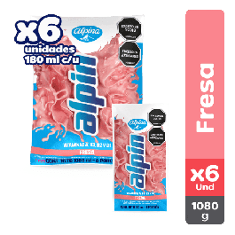Alpin Alpina Sabor Fresa Bolsa 6und x180ml c/u (1080ml)