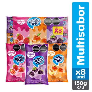 Yogurt Alpina YogoYogo Surtido Bolsa 8und x150g c/u (1200g)
