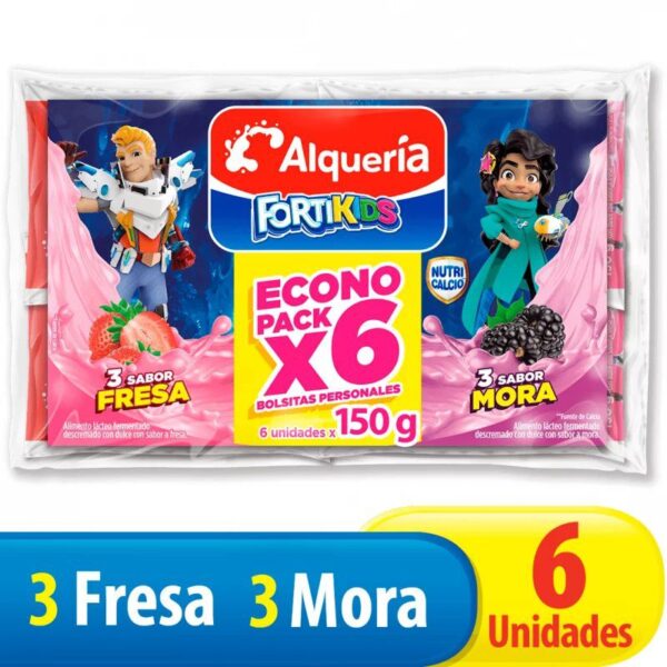 Yogurt Alquería FortiKids Surtido Econo Pack 6und x150g c/u