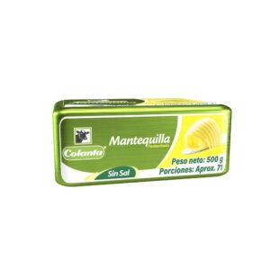 Mantequilla Colanta Pasteurizada Sin Sal Barra x500g