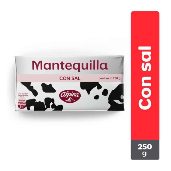 Mantequilla Alpina Con Sal Barra x250g