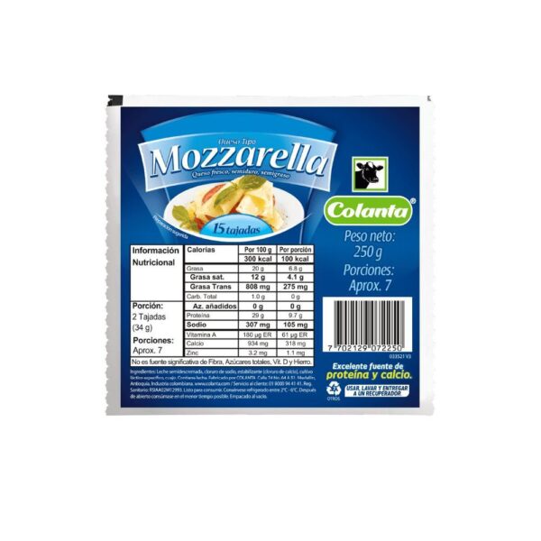 Queso Colanta Mozzarella Tajado x250g
