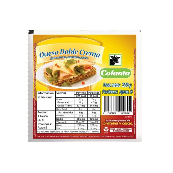Queso Colanta Doble Crema Bloque x250g