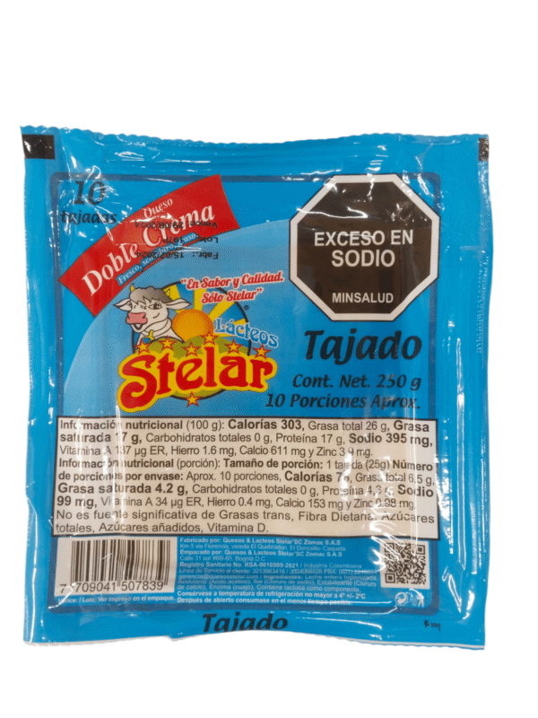 Queso Stelar Doble Crema Tajado x250g