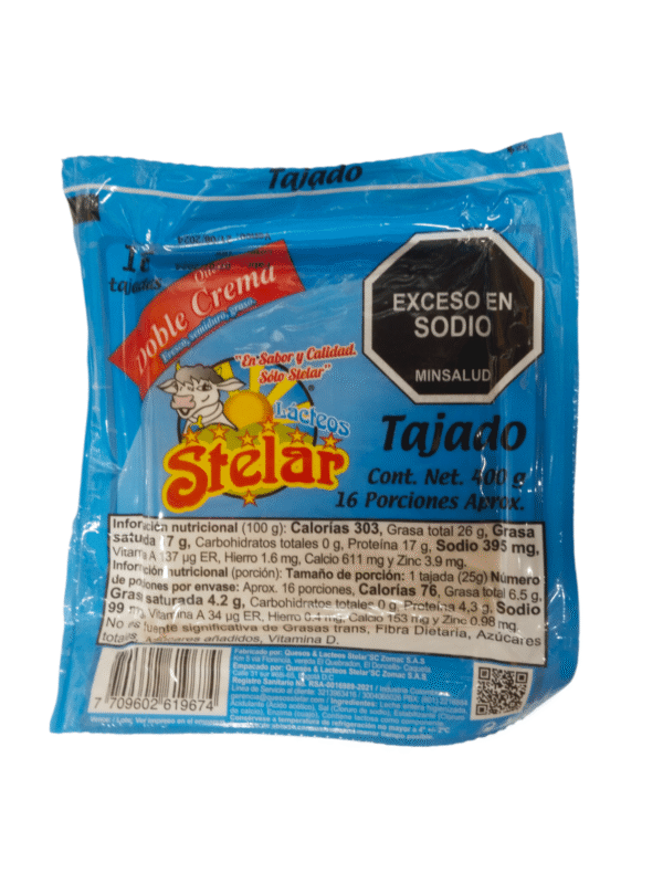 Queso Stelar Doble Crema Tajado x400g