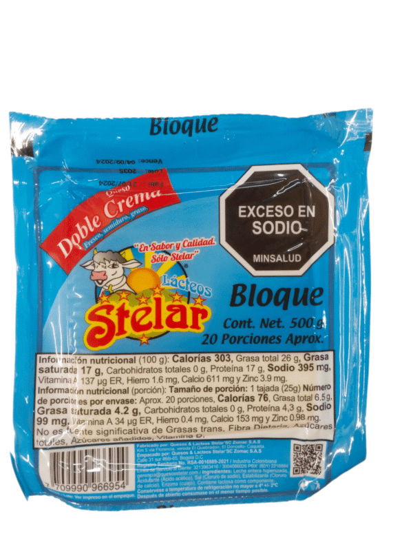 Queso Stelar Doble Crema Bloque x500g