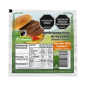 Hamburguesa Colanta Mixta De Res y Cerdo 4unds x400g