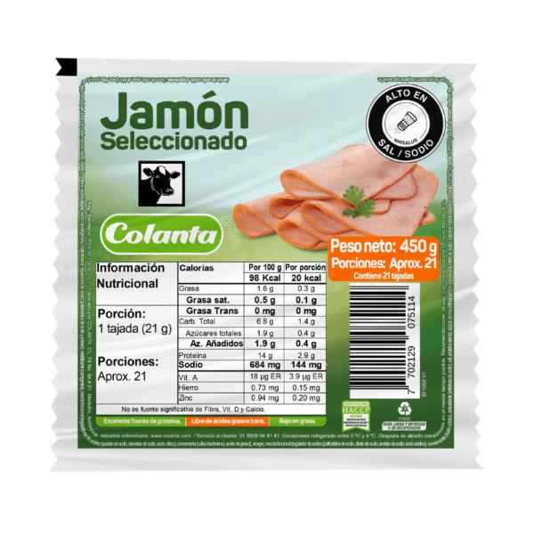 Jamón Colanta Seleccionado 22 Tajadas x450g