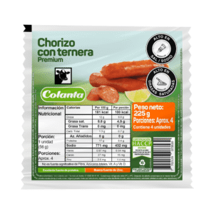Chorizo Colanta Con Ternera Premium 4unds x225g