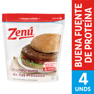 Hamburguesa Zenú De Res Preasada 4unds x400g