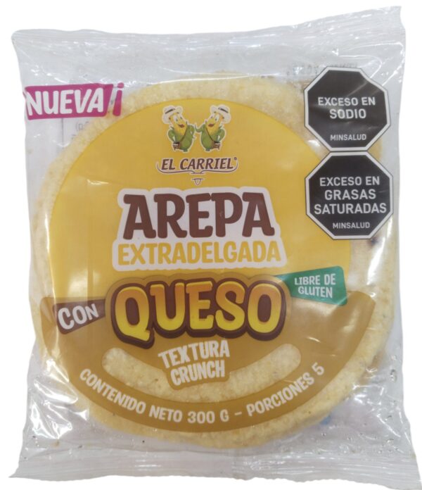 Arepa El Carriel ExtraDelgada Con Queso Textura Crunch x300g