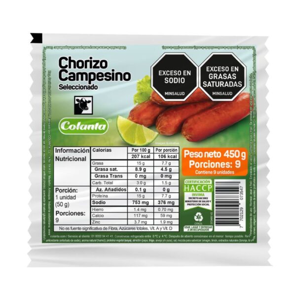 Chorizo Colanta Campesino Seleccionado 9unds x450g