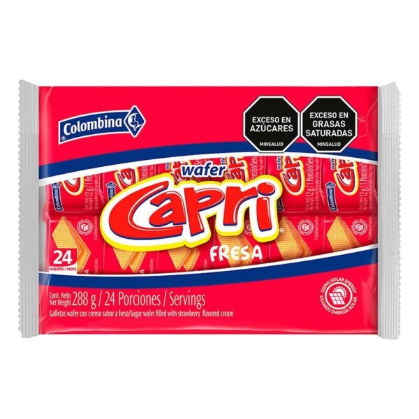 Galletas Colombina Wafer Capri Fresa 24 Paq x288g