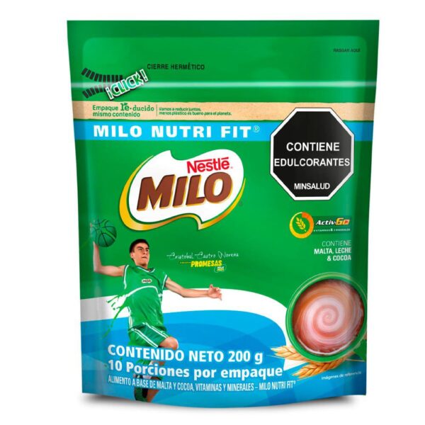 Bebida Achocolatada Nestlé Milo Nutri Fit Zero Azúcar Dp x200g