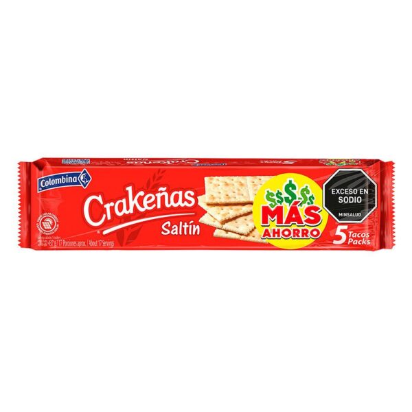 Galletas Colombina Crakeñas Saltin 5 Tacos x437g