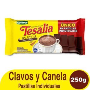 Chocolate Corona Tesalia Sin Azúcar Clavos y Canela x250g