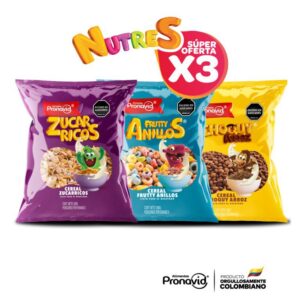 Cereal Pronavid Nutres Kit Mediano x600g (Zucarricos, Anillos y Arroz )
