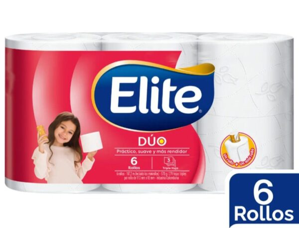 Papel Higiénico Elite Dúo x6 Rollos (3 Hojas)