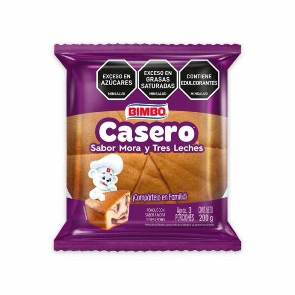 Ponqué Bimbo Casero Mora y Tres Leches x 200G