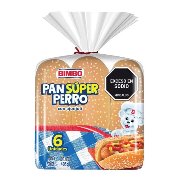 Pan Bimbo Super Perro Con Ajonjoli 6 Und x 405g