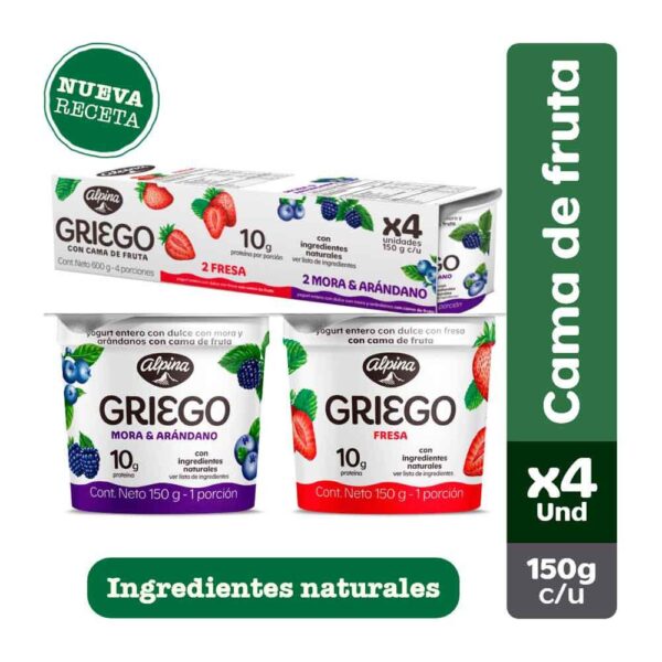 Yogurt Alpina Griego Pack 4und x150g c/u (600g)