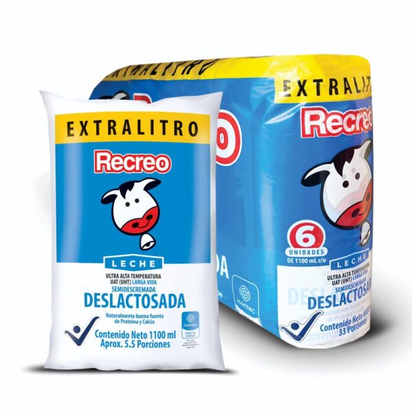 Six Pack Leche Recreo Deslactosada 6 und ×1100ml c/u