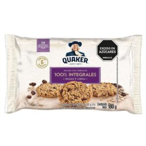 Galletas Quaker 100% Integrales  Pasas y Chia 6 Paq x180g