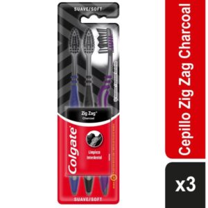 Cepillo Dental Colgate Suave Zig Zag Charcoal (3 und)