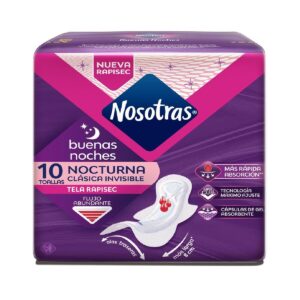 Toallas Nosotras Nocturna Clásica Invisible x10und