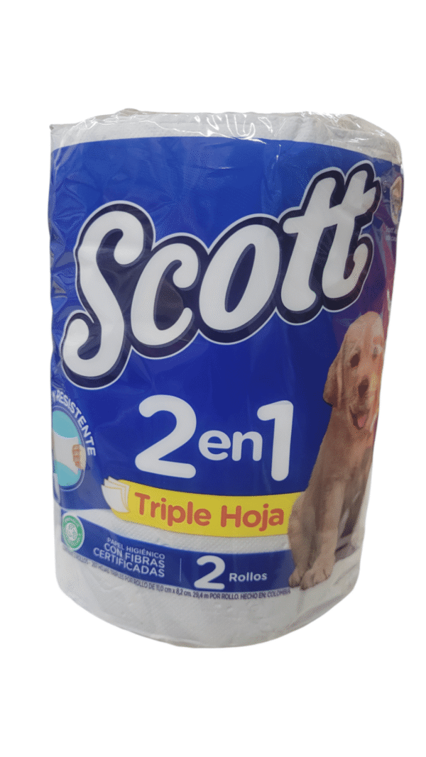 Papel Higiénico Scott 2 en 1 x2 Rollos (3 Hojas)