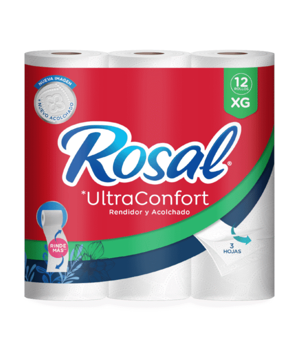Papel Higiénico Rosal UltraConfort x12 Rollos (3 Hojas)