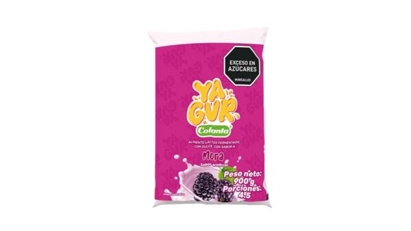 Yogurt Colanta YaGur Sabor Mora Bolsita x900g