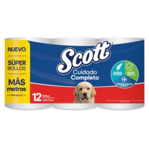 Papel Higiénico Scott Cuidado Completo x12 Rollos (3 Hojas)