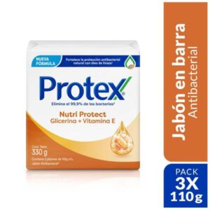Jabón Para Piel Protex Glicerina + Vitamina E 3Und x110g C/U (330g)