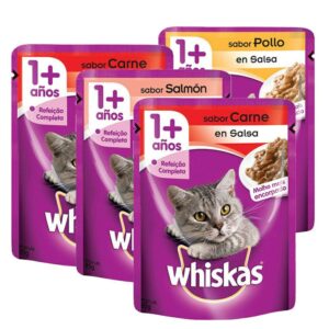 Comida Humeda Para Gato WHISKAS Pouch +1 Año 4und x85gr