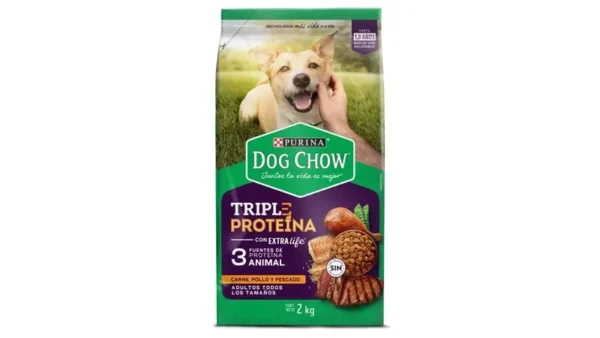 Dog Chow Triple Proteína Carne, Pollo y Pescado x2kg