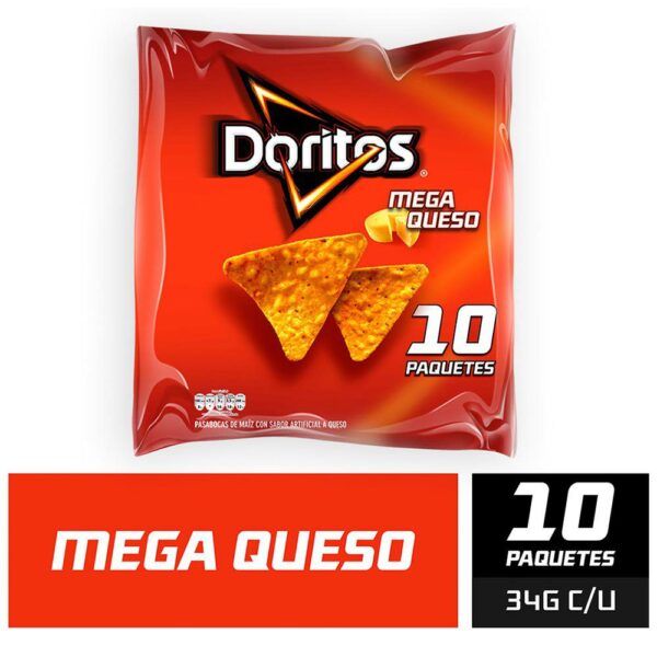 Doritos Mega Queso 10 Paquetes x34g c/u