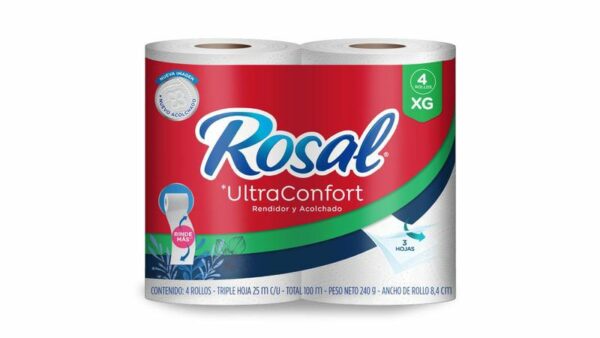 Papel Higiénico Rosal UltraConfort x4 Rollos (3 Hojas)