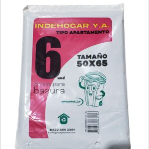 Bolsa Plastica IndeHogar Apartamentera Negra 6und 50x65cm