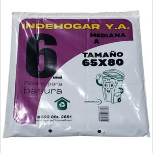 Bolsa Plastica IndeHogar Mediana Negra 6und 65x80cm