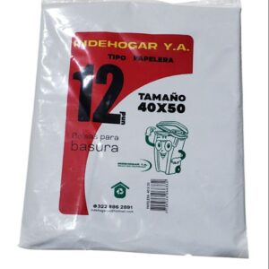 Bolsa Plastica IndeHogar Tipo Papelera Negra 12und 40x50cm