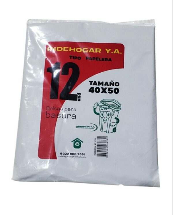 Bolsa Plastica IndeHogar Tipo Papelera Negra 12und 40x50cm