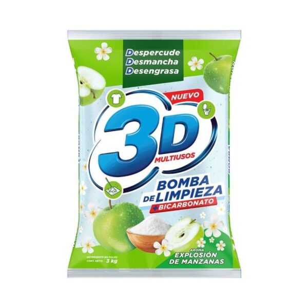 Detergente En Polvo 3D Multiusos Manzana x 3Kg